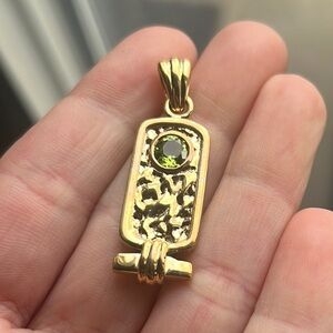 Peridot Gemstone Brass Pendant